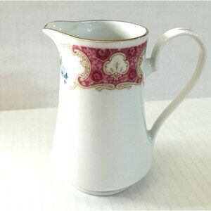 VTG Porcelain Creamer Pitcher Spring Garden Fine China Red Sea Gold Trim Vase